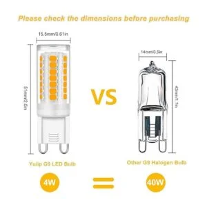 YUIIP Bombilla LED G9 equivalente a 4 W 40 W base G9