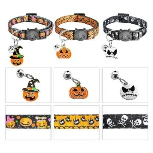YUEPET 3 collares para gatos con campana calavera