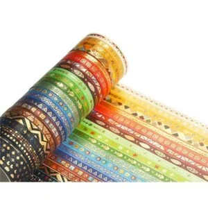 YUBBAEX Juego de 26 rollos de cinta washi india 0.197 in_6