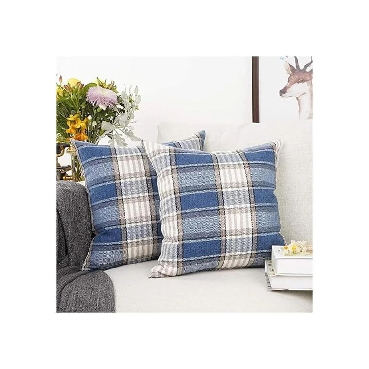 YOUR SMILE Juego de 2 fundas de cojín de lino y algodón