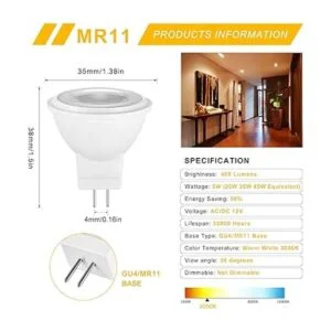 YUIIP Bombillas LED MR11 GU4 de 5 W 12 V 20 W 35 W 40