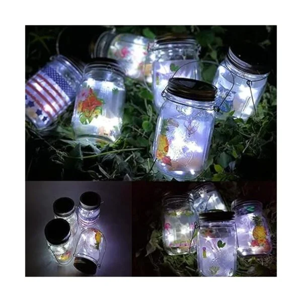YJFWAL Luz solar para tapa de masón paquete de 8 30 luces