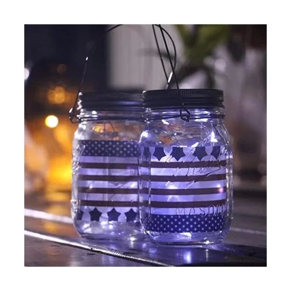 YJFWAL Luz solar para tapa de masón paquete de 8 30 luces