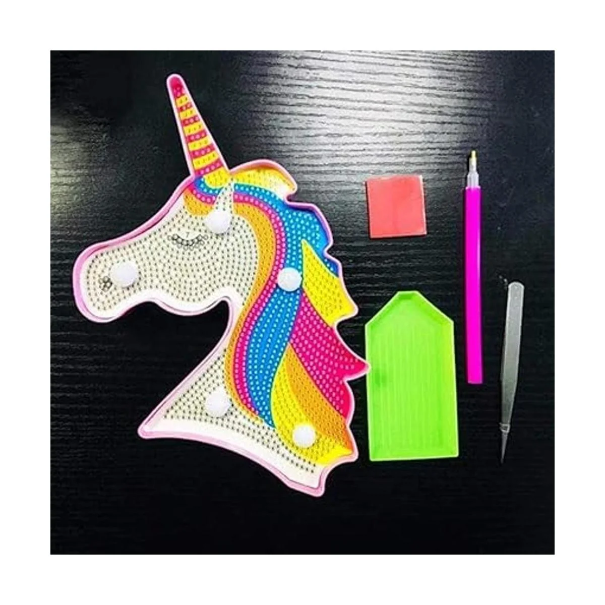 YOBEYI Pintura de diamante Unicornio con luces LED DIY