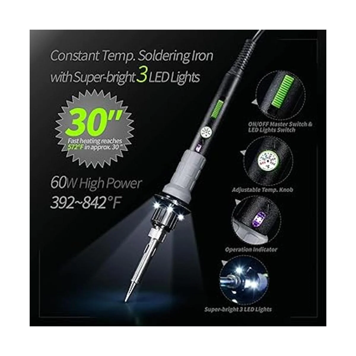 YIHUA Kit de soldador 947V con 3 luces LED control de_3