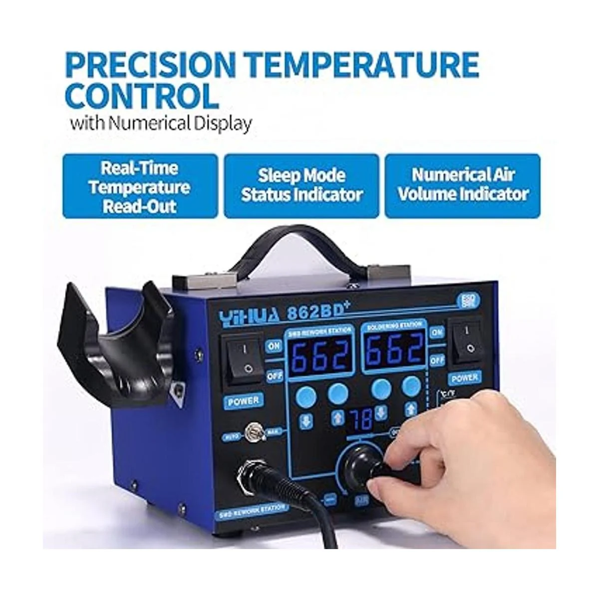YIHUA 862BD SMD ESD Safe 2 en 1 estación de retrabajo de_2
