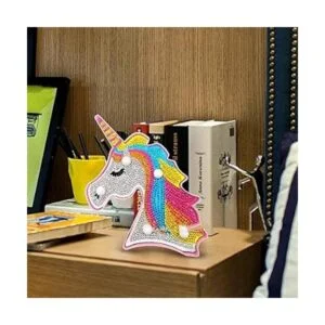 YOBEYI Pintura de diamante Unicornio con luces LED DIY