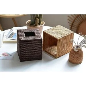 YANGQIHOME Funda cuadrada para caja de pañuelos de ratán