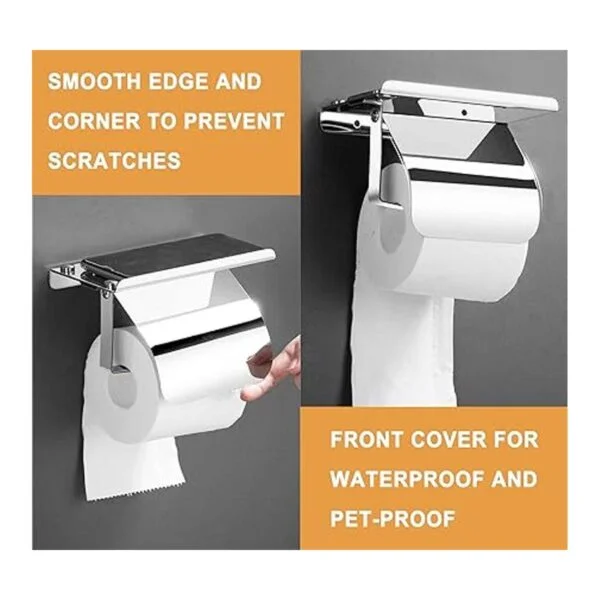 YEAVS Soporte de papel higiénico con estante para teléfono