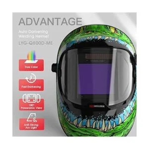 YESWELDER Casco de soldadura plateado con visión lateral_2