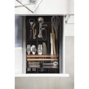 YAMAZAKI Home Organizador de cubiertos expandible para
