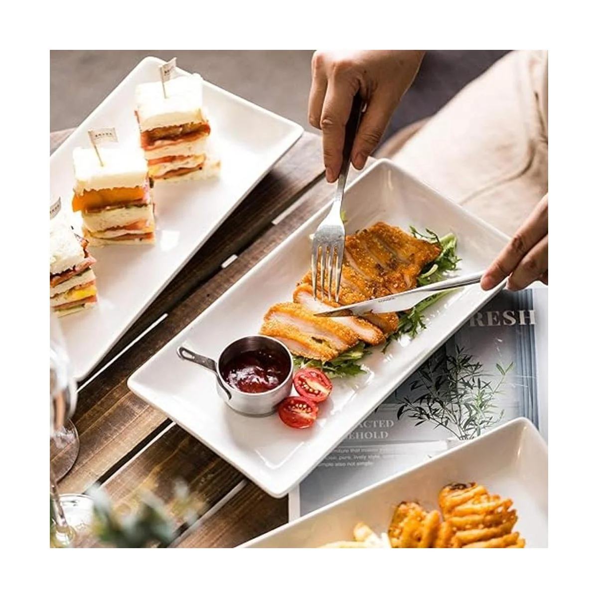 YHOSSEUN Platos de porcelana para servir bandejas_5