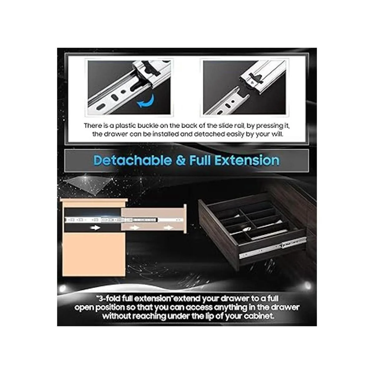 YENUO Diapositivas de cajón de extensión completa para_4