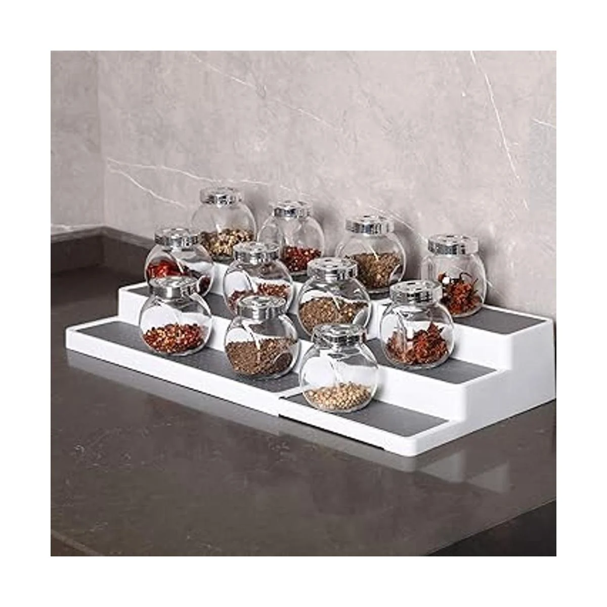 YCOCO Estante de especias expandible de 3 niveles diseño_4