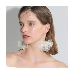 YERTTER Pendientes colgantes de pétalos para mujer aretes_4