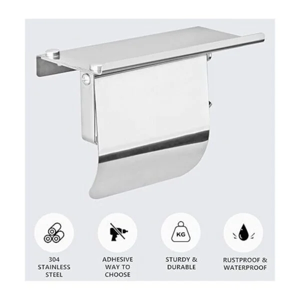 YEAVS Soporte de papel higiénico con estante para teléfono