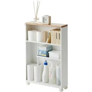 YAMAZAKI home Carrito de baño delgado con asa con ruedas_1
