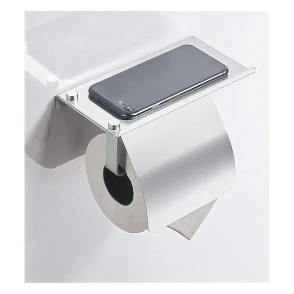 YEAVS Soporte de papel higiénico con estante para teléfono
