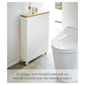 YAMAZAKI home Carrito de baño delgado con asa con ruedas_4