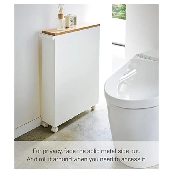 YAMAZAKI home Carrito de baño delgado con asa con ruedas_4