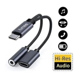 Xumee Adaptador de auriculares y cargador USB tipo C a_2
