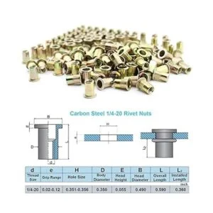 Xtozon 100 tuercas de remache UNC de 14 a 20 unidades_2