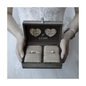 YK Homish Caja de anillos de boda única y cajas de_2