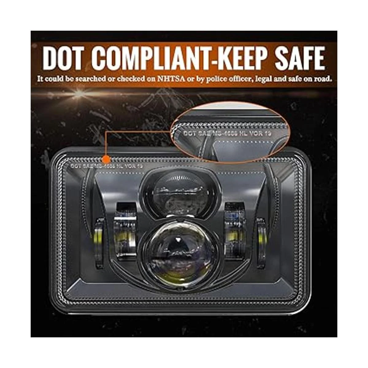 XPCTD 4 faros delanteros LED de 4 x 6 pulgadas 60 W_5