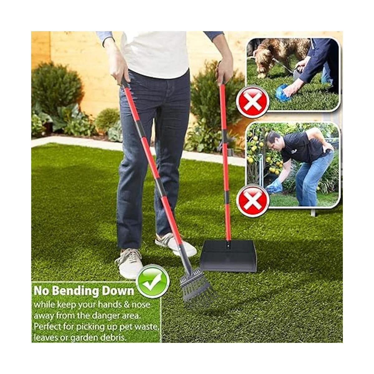 XTECOKIT Pala de caca grande Rastrillo duradero y