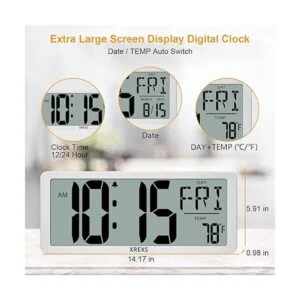 XREXS Reloj de pared digital grande despertadores_3