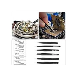 XOOL ESD Juego de pinzas de precisión antiestáticas no