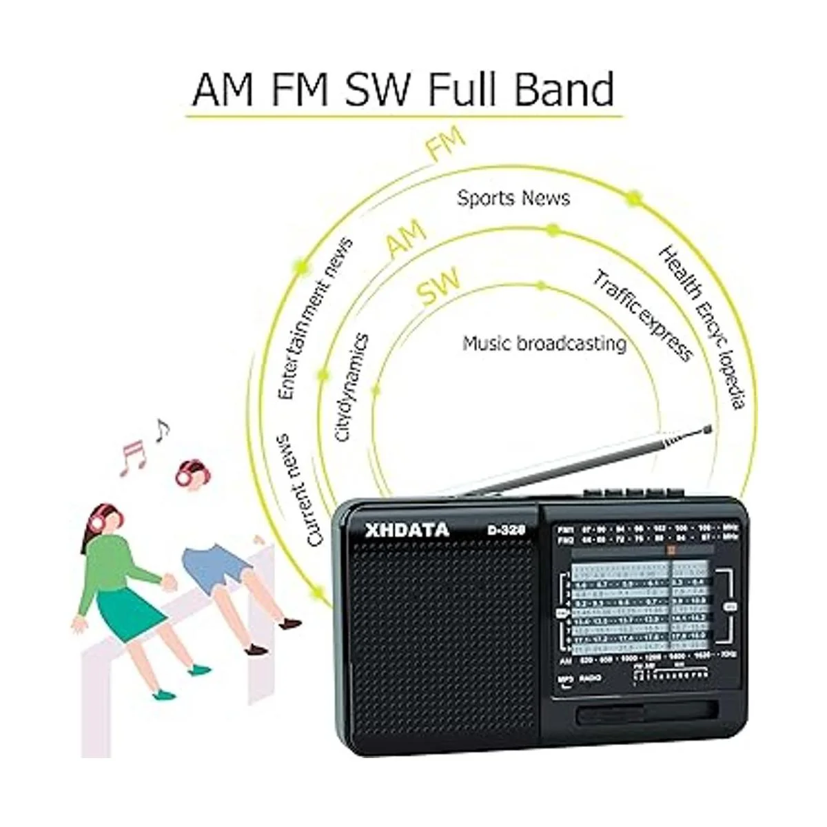 XHDATA D328 de onda corta AM FM DSP portátil de radio_2