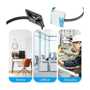 XHF Soportes de sujeción de cable negro autoadhesivo de