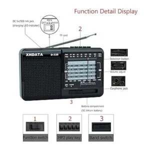 XHDATA D328 de onda corta AM FM DSP portátil de radio_3