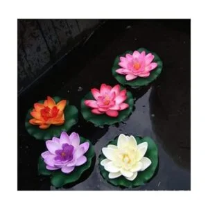 XIZHI 5 unidades de flores de loto artificiales flotantes_6