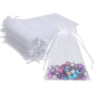 Wudygirl 100 bolsas de organza blanca de 5.0 x 7.0 in_1