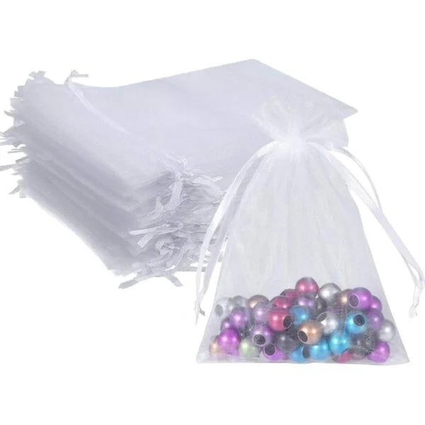 Wudygirl 100 bolsas de organza blanca de 5.0 x 7.0 in_1