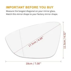 X AUTOHAUX Espejo de cristal climatizado con placa de