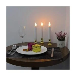 Wondise Velas blancas sin llama para ventana con control_4