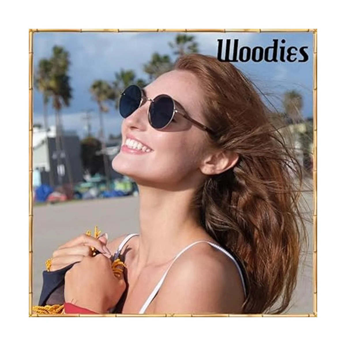 Woodies Gafas de sol de madera de nogal con lente negra