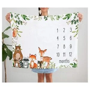 Woodland Baby Manta mensual de hitos para bebé tabla de