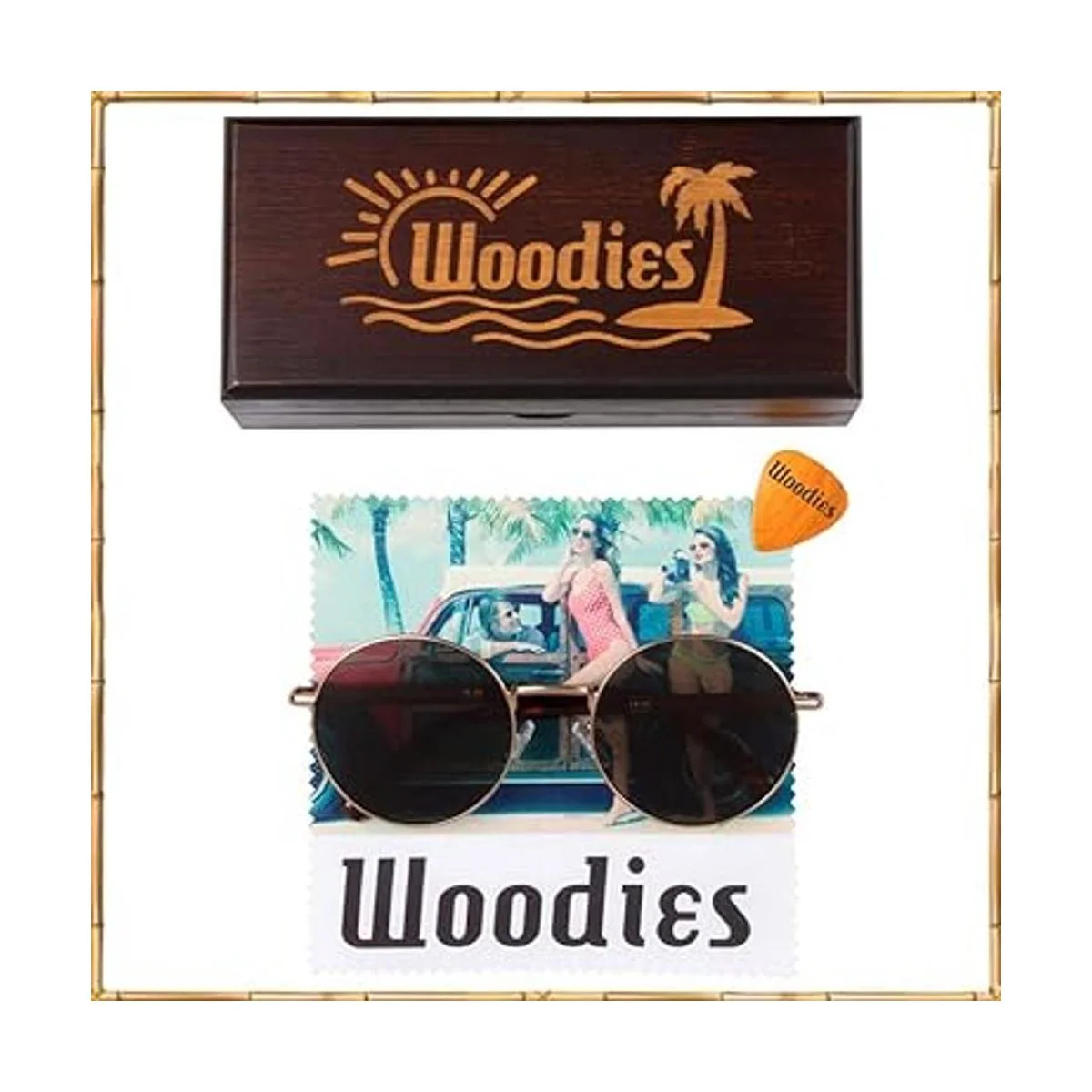 Woodies Gafas de sol de madera de nogal con lente negra