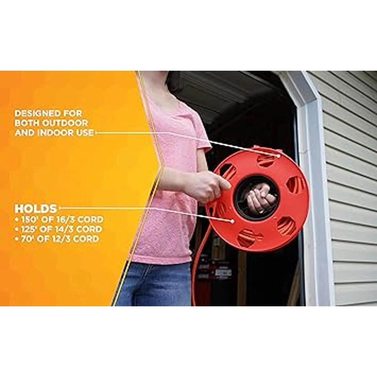 Woods E102 Rueda de almacenamiento de cables resistente_3