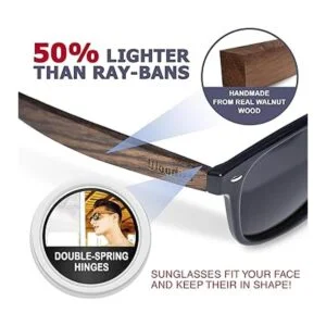 Woodies Lentes de sol de madera de nogal con acetato de