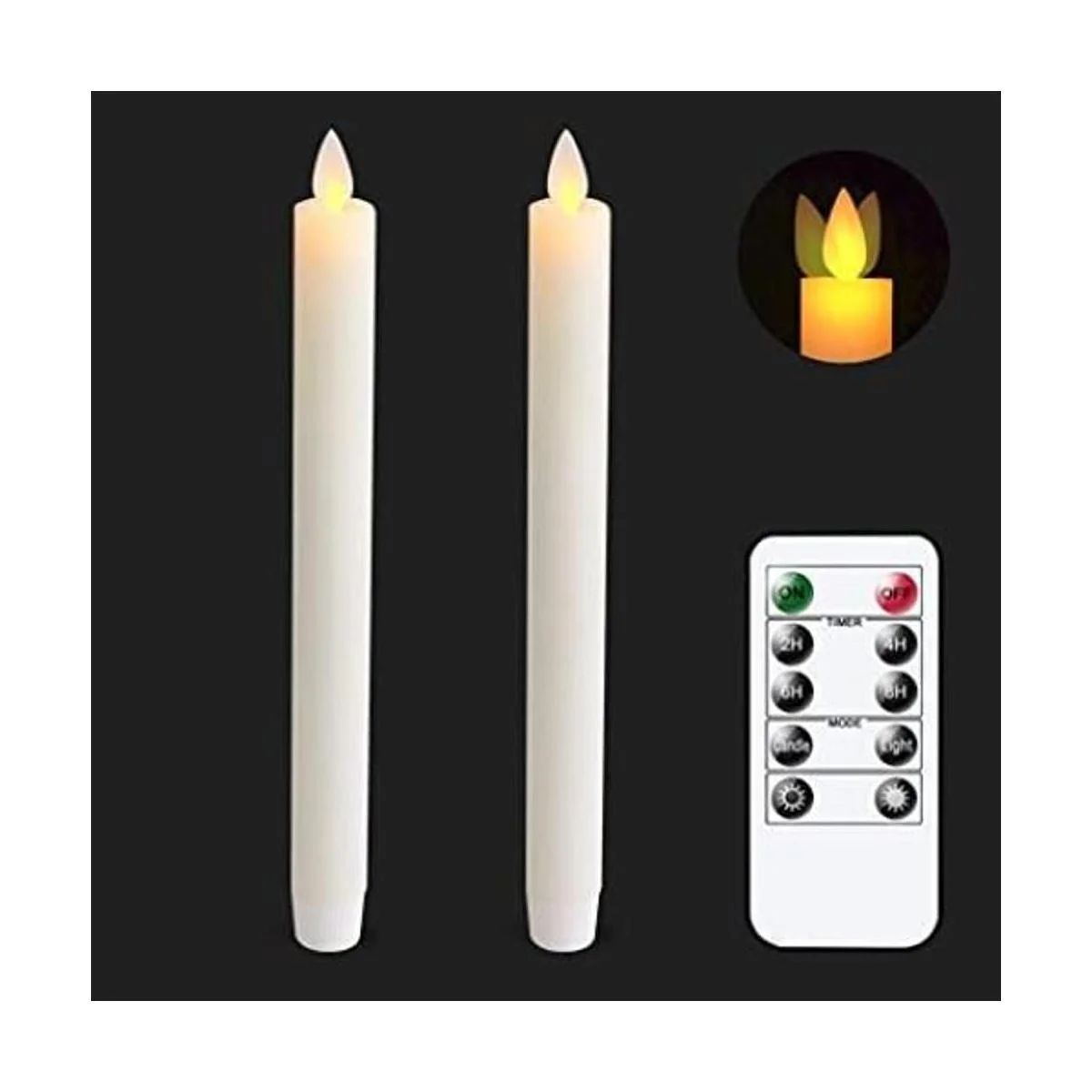 Wondise Velas parpadeantes sin llama con control remoto y_1