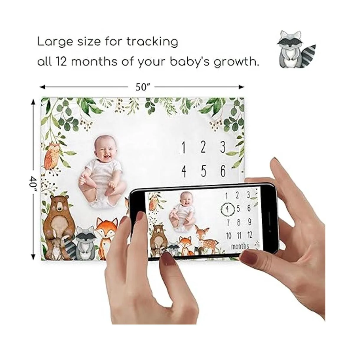 Woodland Baby Manta mensual de hitos para bebé tabla de