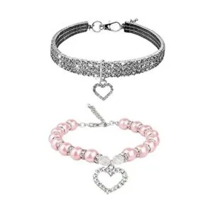 WoYous Juego de collar de perro con diamantes de imitación_1