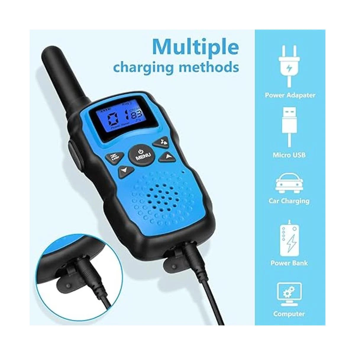 Wishouse Walkie Talkies recargables para niños de largo_5