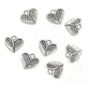 Wixine 100 cuentas con colgante de corazón de alas de