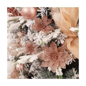 Wironlst 10 piezas de flores de poinsettia de oro rosa con_4